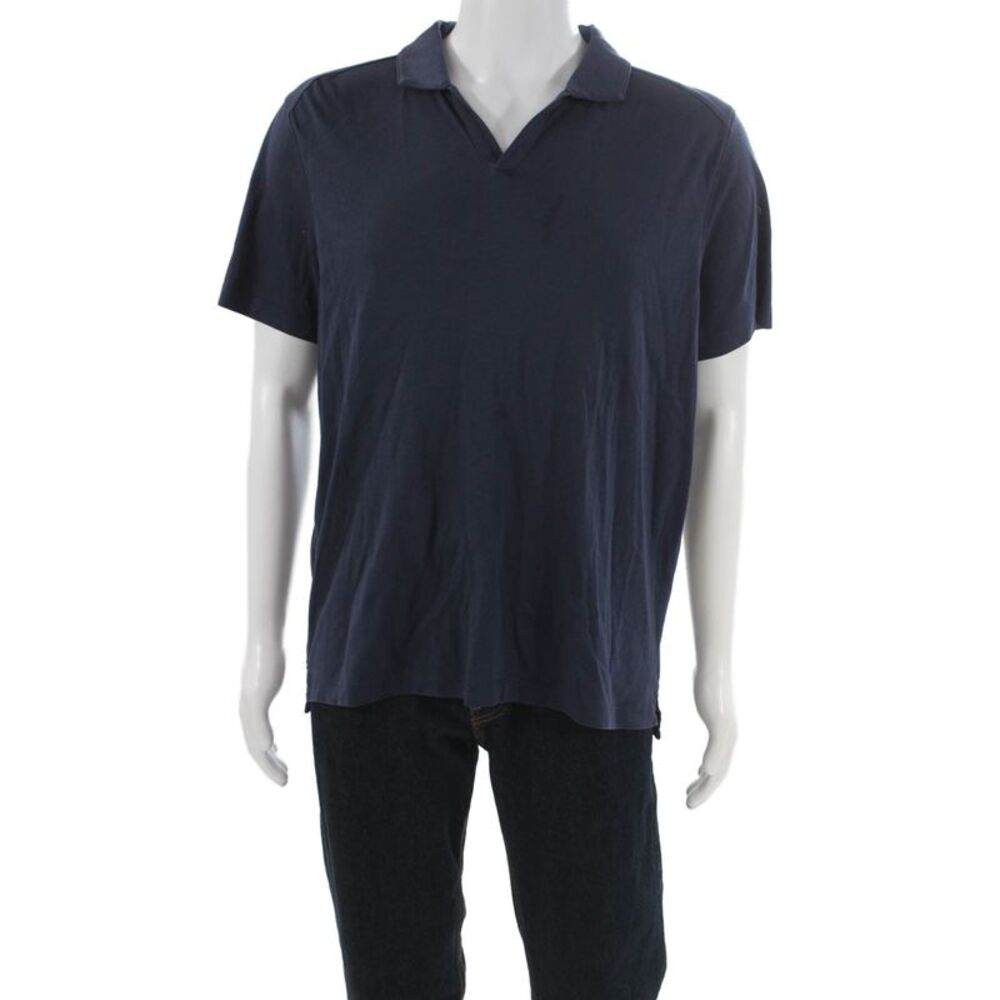 Raffi Mens Collared Short Sleeve Cotton Polo Blue Pullover Size XL